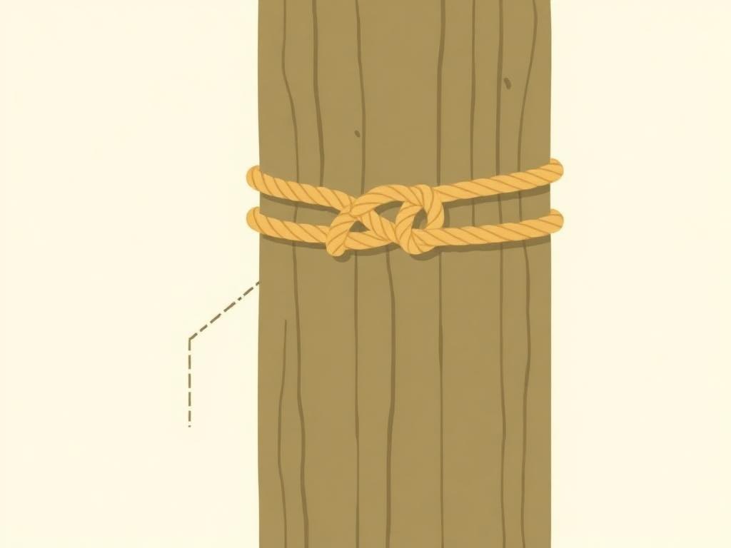Clove hitch tied around a wooden post