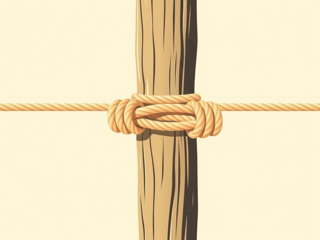 Two half hitches securing a rope to a post
